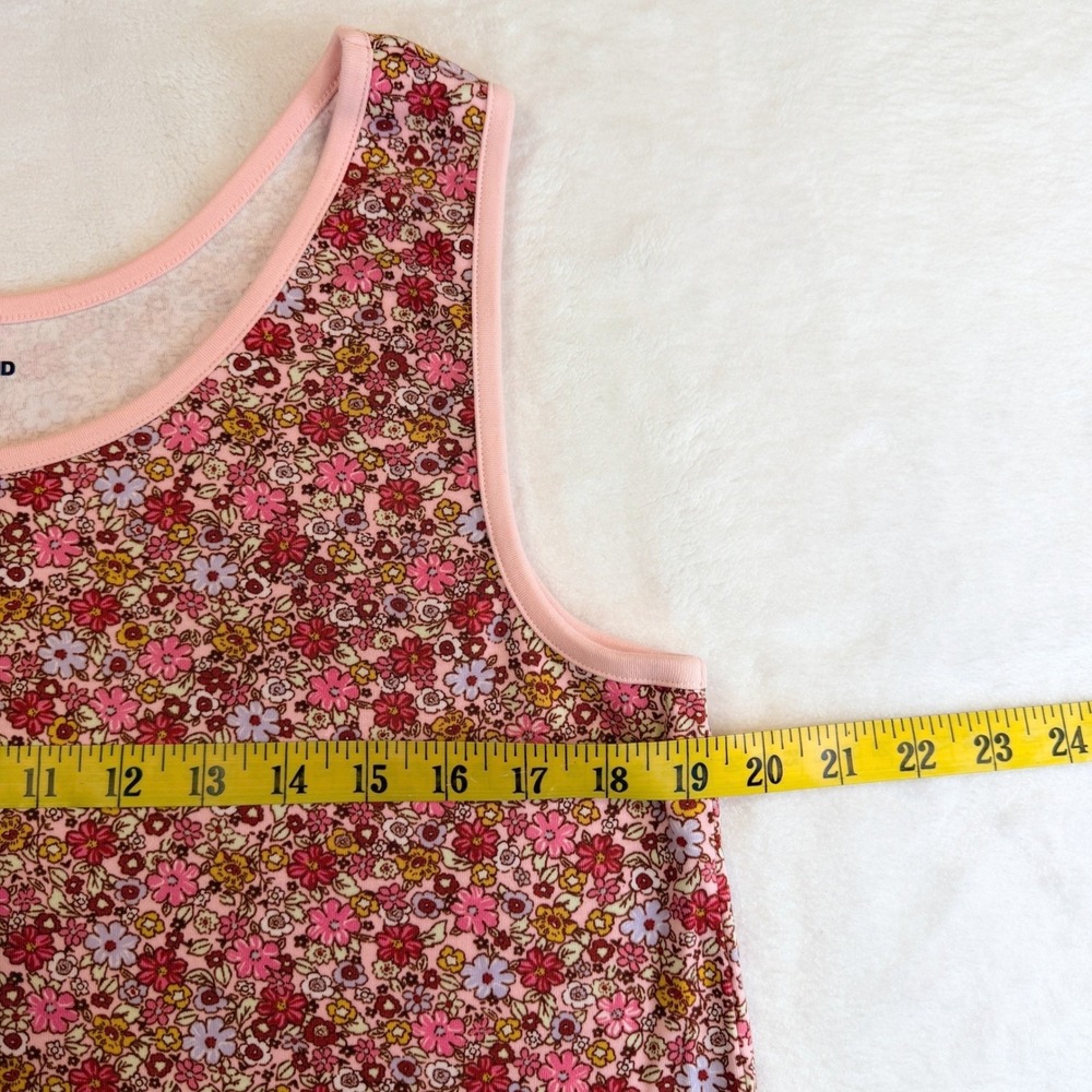 Lands End Womens XL Pink Floral Print Cotton Sleeveless Tank Top - Picture 9 of 10